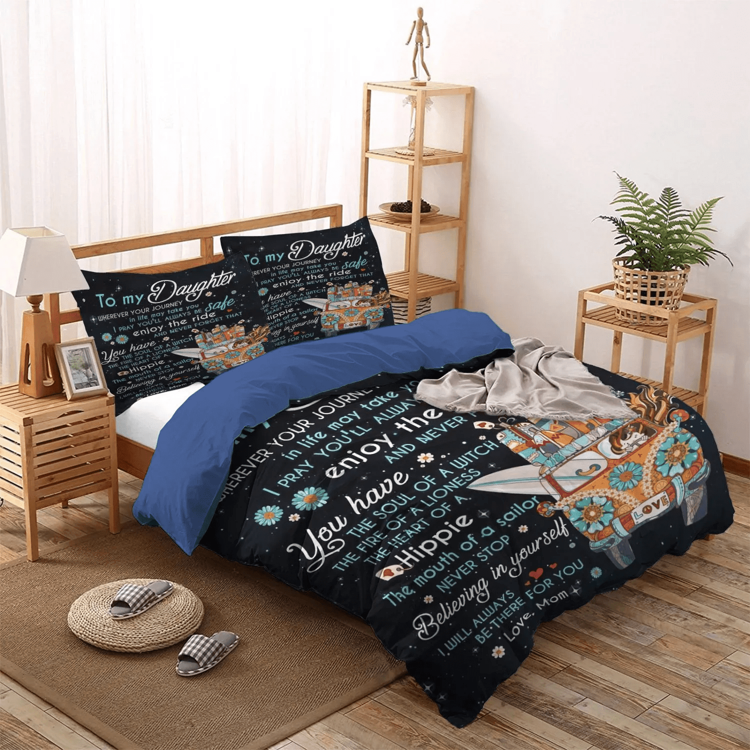 Personalized 3-piece Duvet Cover Bedding Set Daughter Bedding set, Hippie Design King Size Bedding Set, Bohemian Queen Size Bedding Set, Hippie Daughter Bedding Set, Gifts for Daughter Personalized 3-piece Duvet Cover Bedding Set Daughter Bedding set, Hippie Design King Size Bedding Set, Bohemian Queen Size Bedding Set, Hippie Daughter Bedding Set, Gifts for Daughter