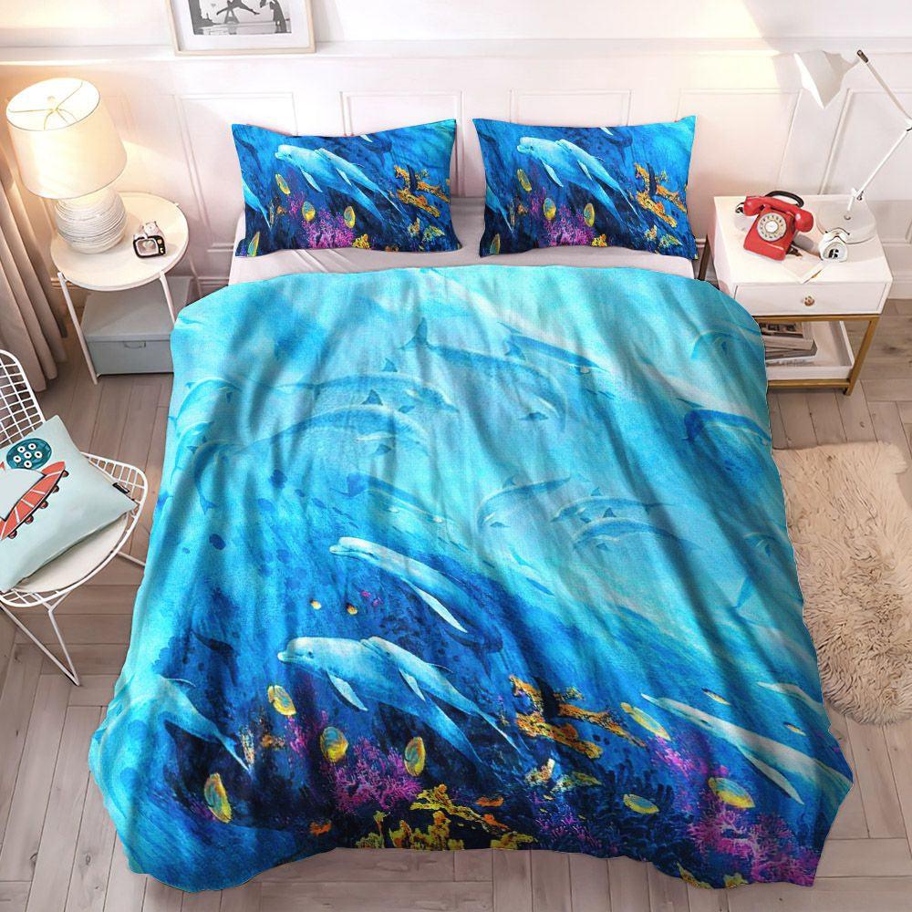 Personalized 3-piece Duvet Cover Bedding Set Dolphin Cozy Bedding Set, Dolphin Bedding Sets, Gifts for Dolphin Personalized 3-piece Duvet Cover Bedding Set Dolphin Cozy Bedding Set, Dolphin Bedding Sets, Gifts for Dolphin