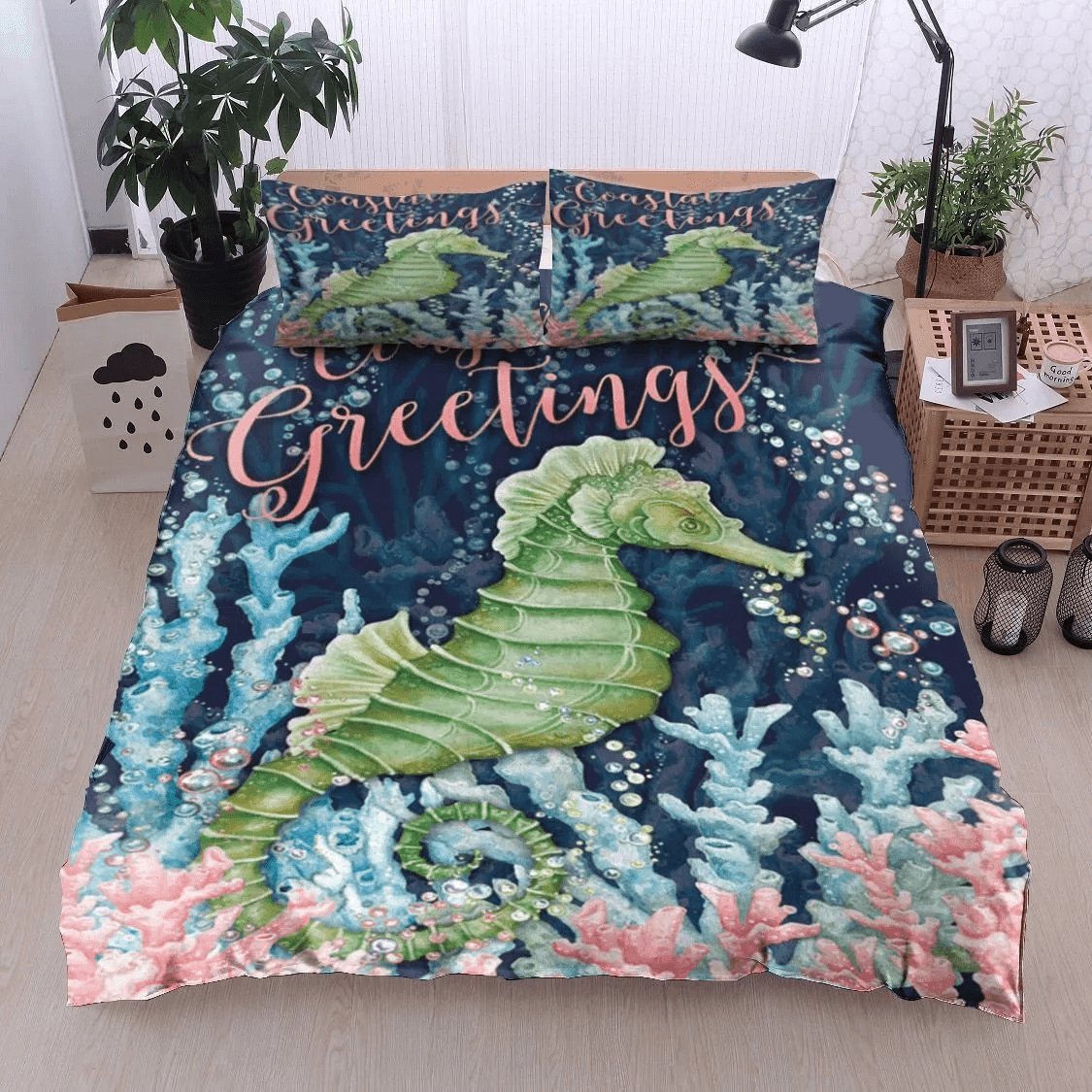 Personalized 3-piece Duvet Cover Bedding Set Seahorse Bedding Set Personalized 3-piece Duvet Cover Bedding Set Seahorse Bedding Set