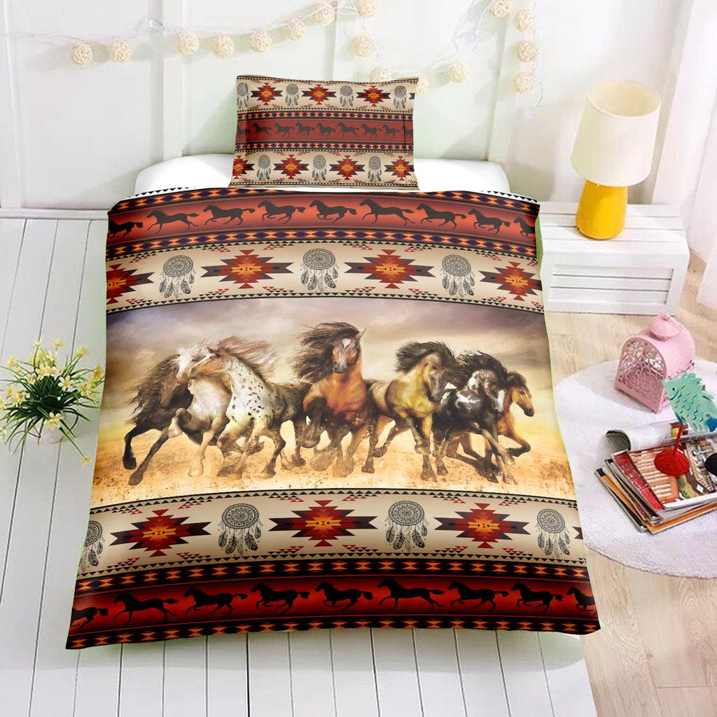 Personalized 3-piece Duvet Cover Bedding Set Western Horses Themed Bedding Set Personalized 3-piece Duvet Cover Bedding Set Western Horses Themed Bedding Set