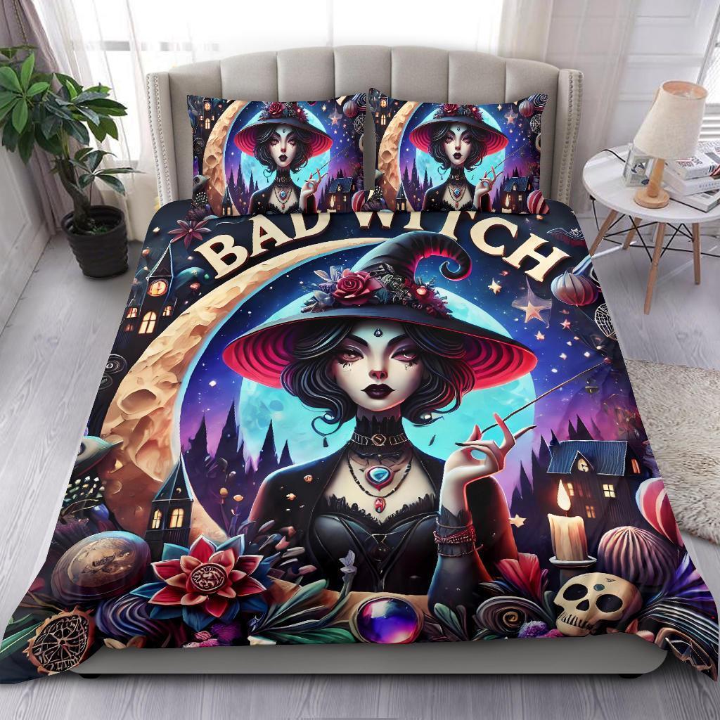 Personalized Bad Witch Gothic Duvet Cover Bedding Set 3-pc for Halloween Decor Personalized Bad Witch Gothic Duvet Cover Bedding Set 3-pc for Halloween Decor