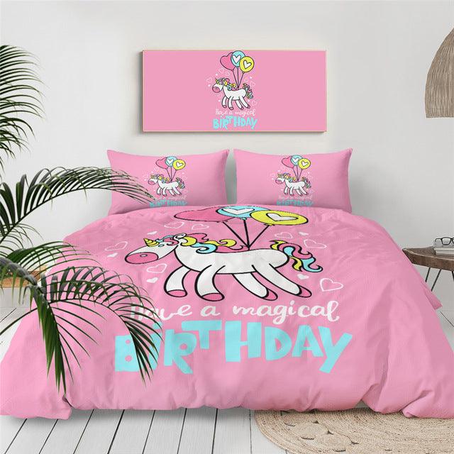 Personalized Balloons Unicorn Kids Bedding Set Duvet Cover Bedding Set