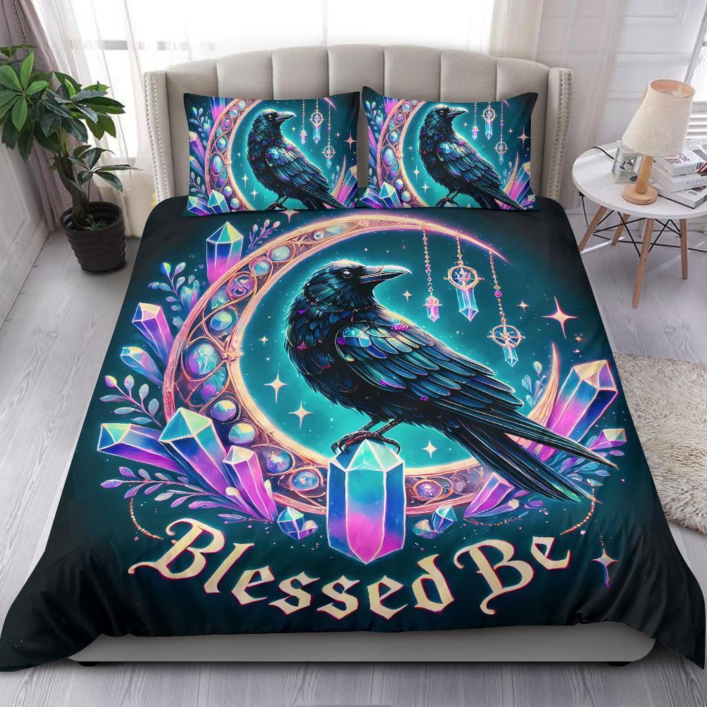 Personalized Blessed Be Moon Black Raven Wicca Duvet Cover Bedding Set 3-pc Personalized Blessed Be Moon Black Raven Wicca Duvet Cover Bedding Set 3-pc