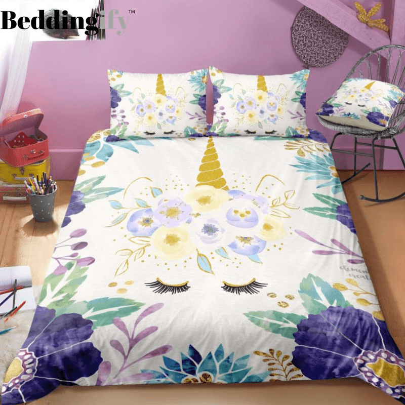 Personalized Blue Leaves Unicorn Bedding Set Duvet Cover Bedding Set Personalized Blue Leaves Unicorn Bedding Set Duvet Cover Bedding Set