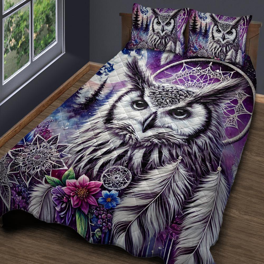 Personalized Boho Dreamcatcher Owl Quilt Bedding Set 3-Pc-1 Personalized Boho Dreamcatcher Owl Quilt Bedding Set 3-Pc-1