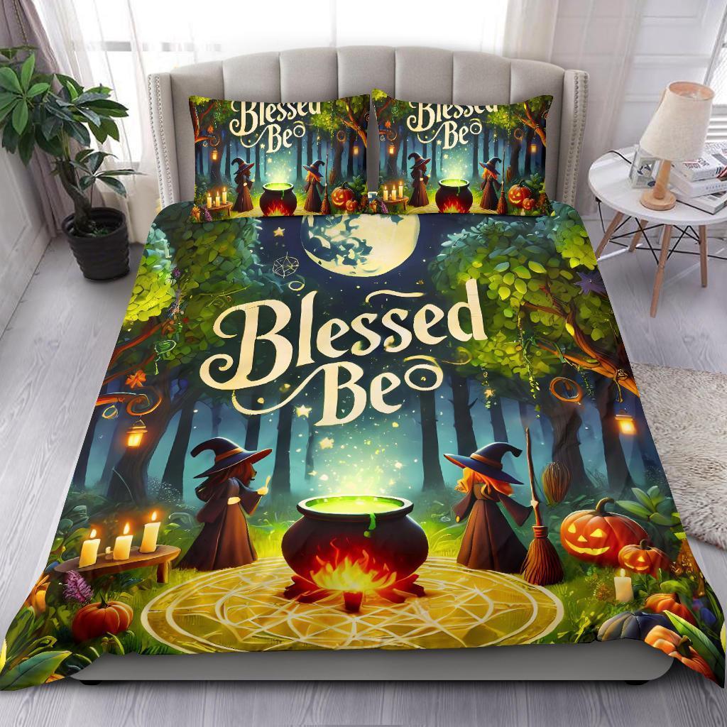Personalized Brewing Witches Halloween Duvet Cover Bedding Set 3-pc Wiccan Home Decor Personalized Brewing Witches Halloween Duvet Cover Bedding Set 3-pc Wiccan Home Decor