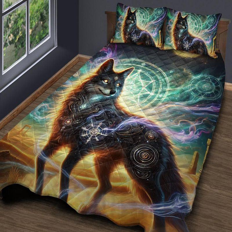 Personalized Celestial Wolf Quilt Bedding Set 3-Pc Personalized Celestial Wolf Quilt Bedding Set 3-Pc