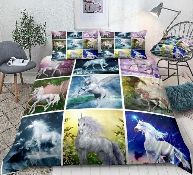 Personalized Collage of Unicorns Bedding Set Duvet Cover Bedding Set Personalized Collage of Unicorns Bedding Set Duvet Cover Bedding Set