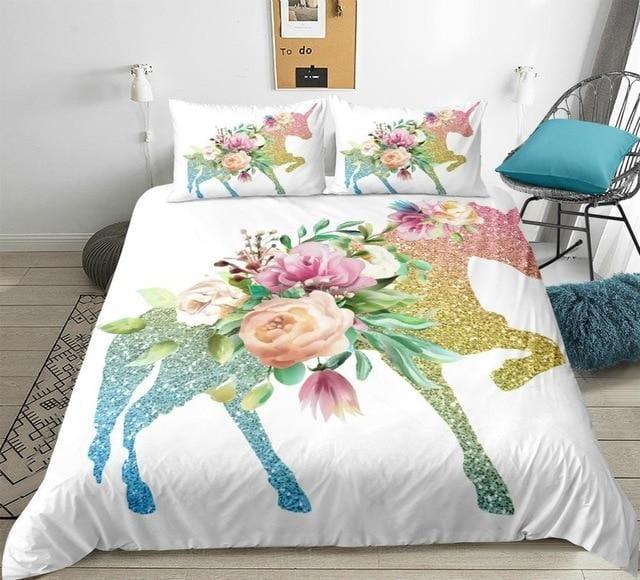 Personalized Colorful Glitter Unicorn Bedding Set Duvet Cover Bedding Set Personalized Colorful Glitter Unicorn Bedding Set Duvet Cover Bedding Set