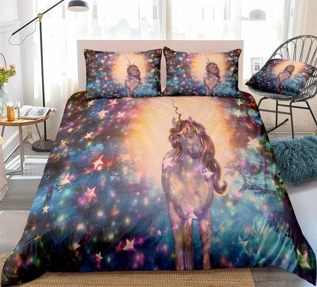 Personalized Colorful Stars Galaxy Unicorn Bedding Set Duvet Cover Bedding Set Personalized Colorful Stars Galaxy Unicorn Bedding Set Duvet Cover Bedding Set