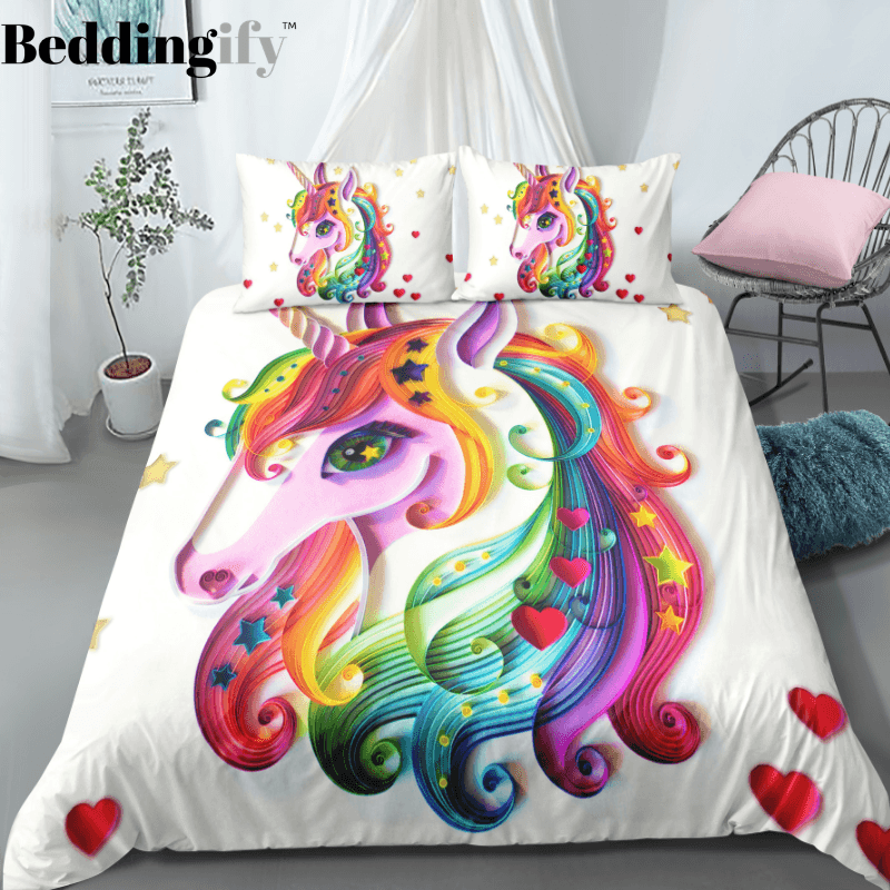 Personalized Colorful Unicorn Bedding Set Duvet Cover Bedding Set Personalized Colorful Unicorn Bedding Set Duvet Cover Bedding Set