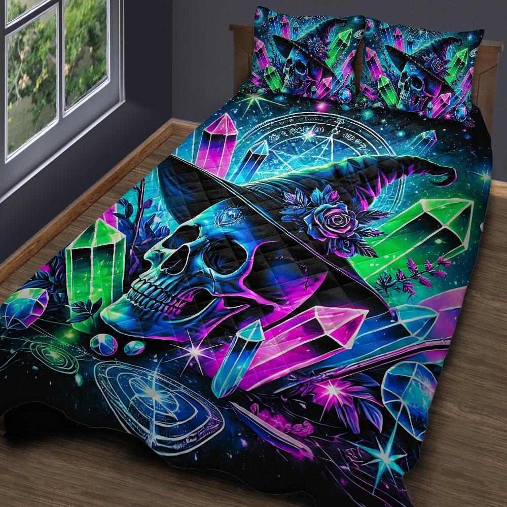 Personalized Crystal Skull Witch Quilt Bedding Set 3-Pc for Halloween Personalized Crystal Skull Witch Quilt Bedding Set 3-Pc for Halloween