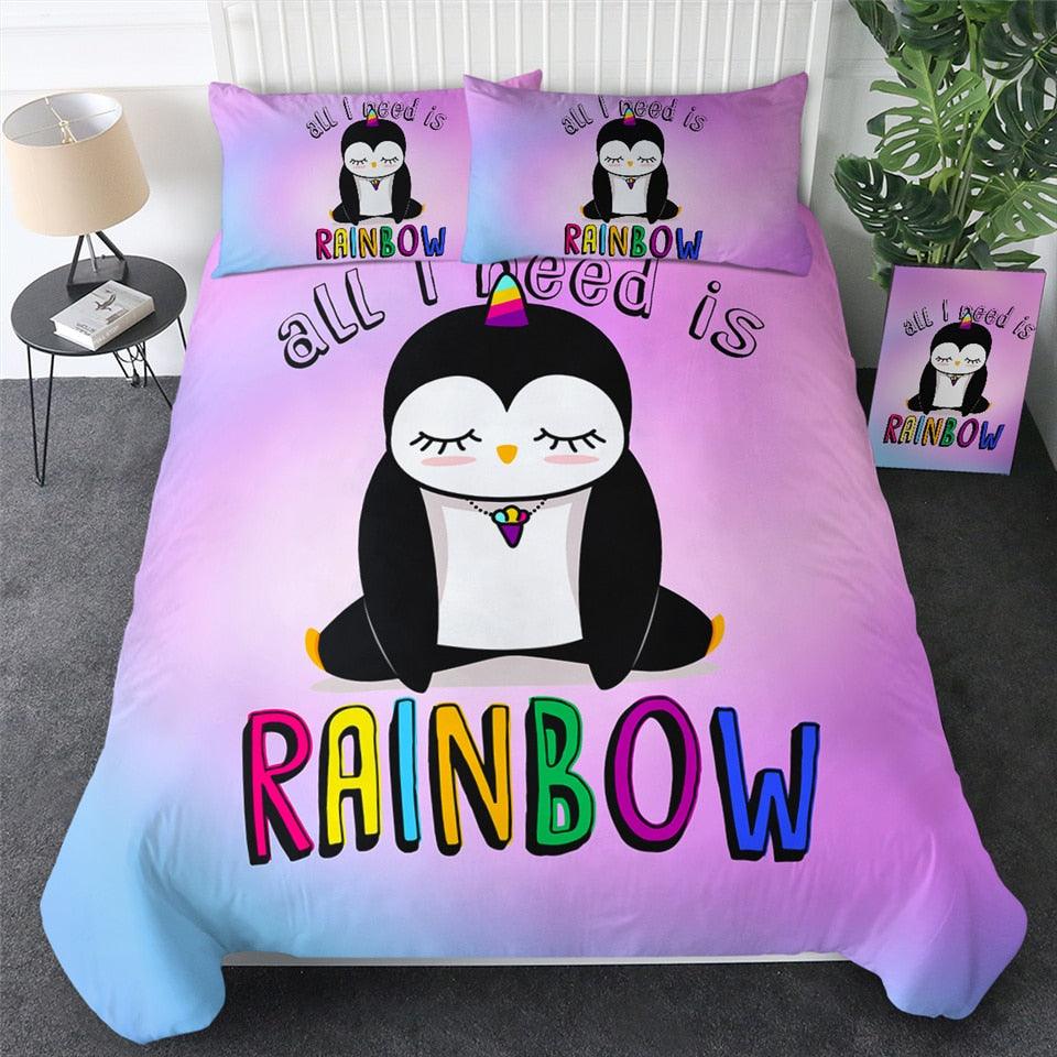 Personalized Cute Penguin Unicorn Horn Bedding Set Duvet Cover Bedding Set Personalized Cute Penguin Unicorn Horn Bedding Set Duvet Cover Bedding Set