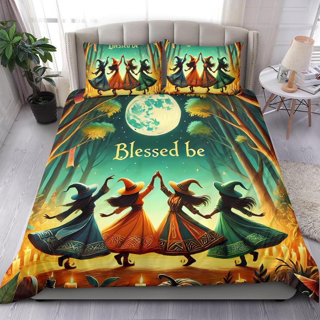 Personalized Dancing Witches in Forest Wicca Pagan Duvet Cover Bedding Set 3-pc Personalized Dancing Witches in Forest Wicca Pagan Duvet Cover Bedding Set 3-pc
