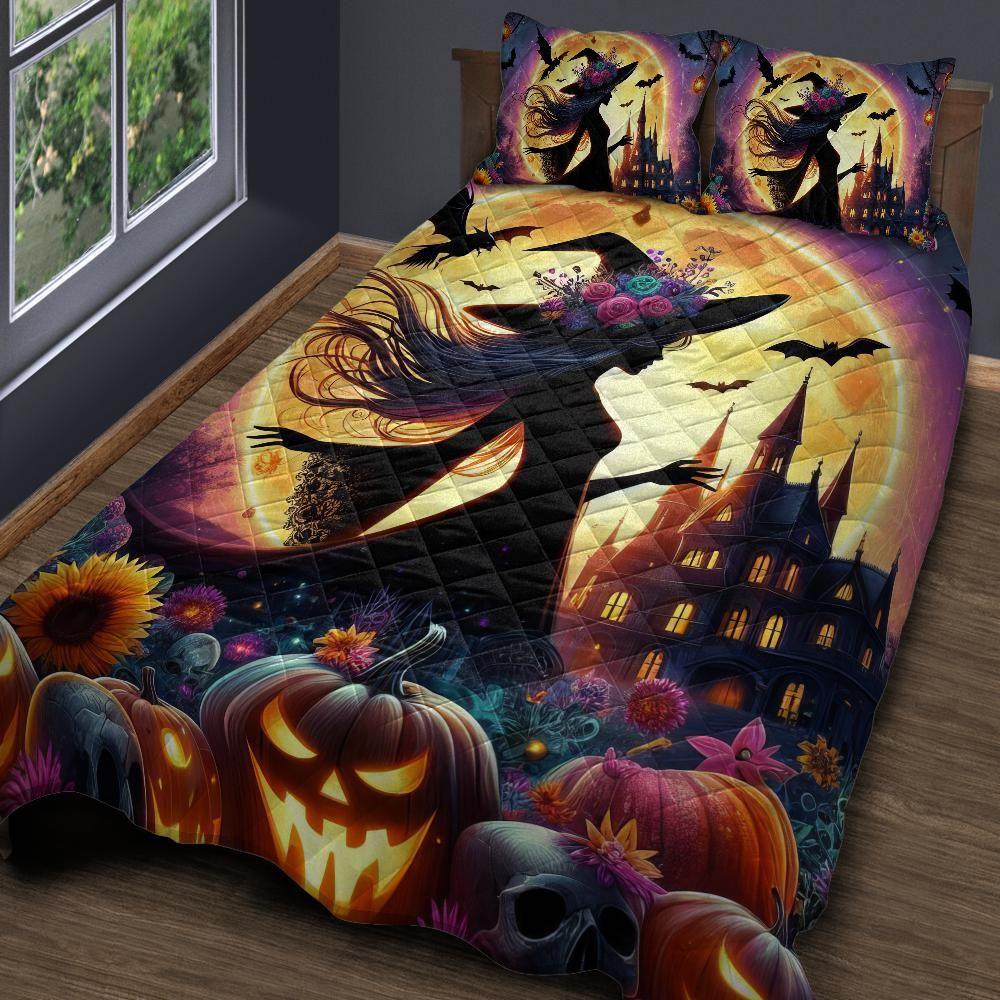 Personalized Dark Witch Gothic Castle Quilt Bedding Set 3-Pc for Halloween Personalized Dark Witch Gothic Castle Quilt Bedding Set 3-Pc for Halloween