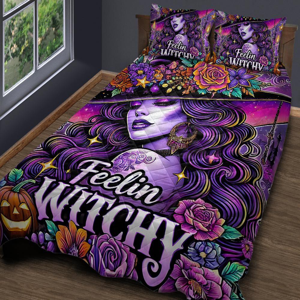 Personalized Feeling Witchy Quilt Bedding Set 3-Pc Witch Home Decor Personalized Feeling Witchy Quilt Bedding Set 3-Pc Witch Home Decor