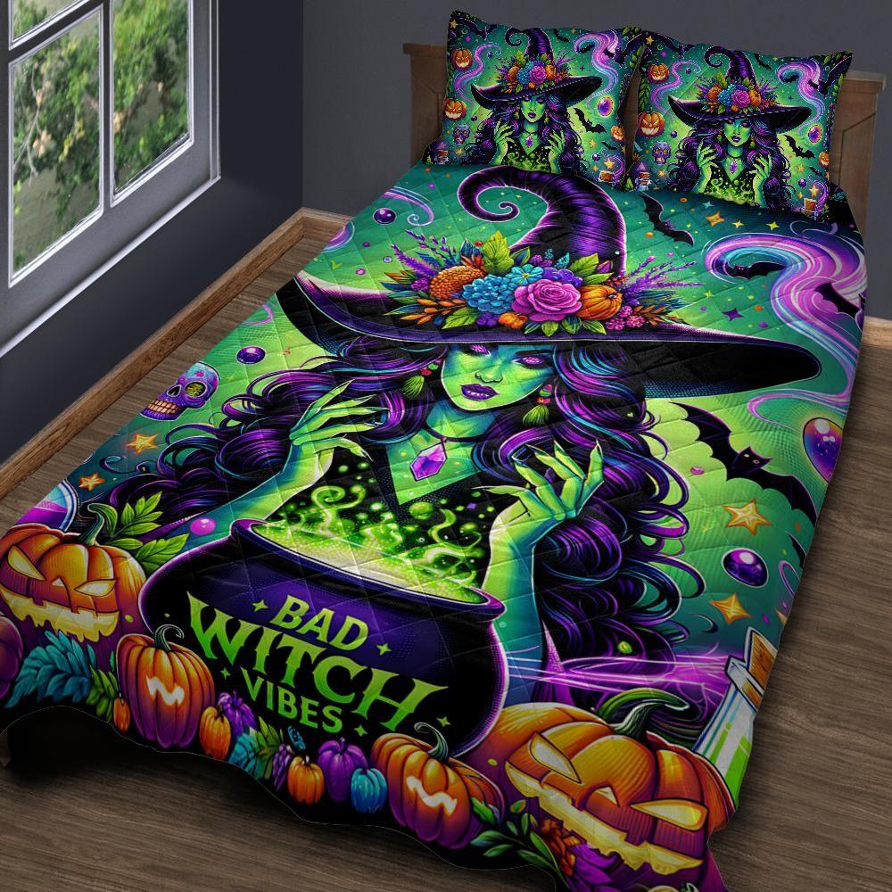 Personalized Gothic Cauldron Potion Witch Quilt Bedding Set 3-Pc for Halloween Personalized Gothic Cauldron Potion Witch Quilt Bedding Set 3-Pc for Halloween