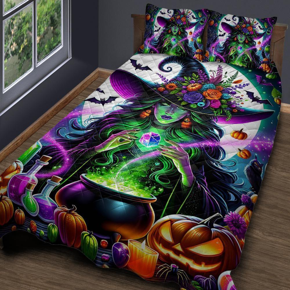 Personalized Gothic Cauldron Potion Witch Quilt Bedding Set 3-Pc for Halloween Personalized Gothic Cauldron Potion Witch Quilt Bedding Set 3-Pc for Halloween