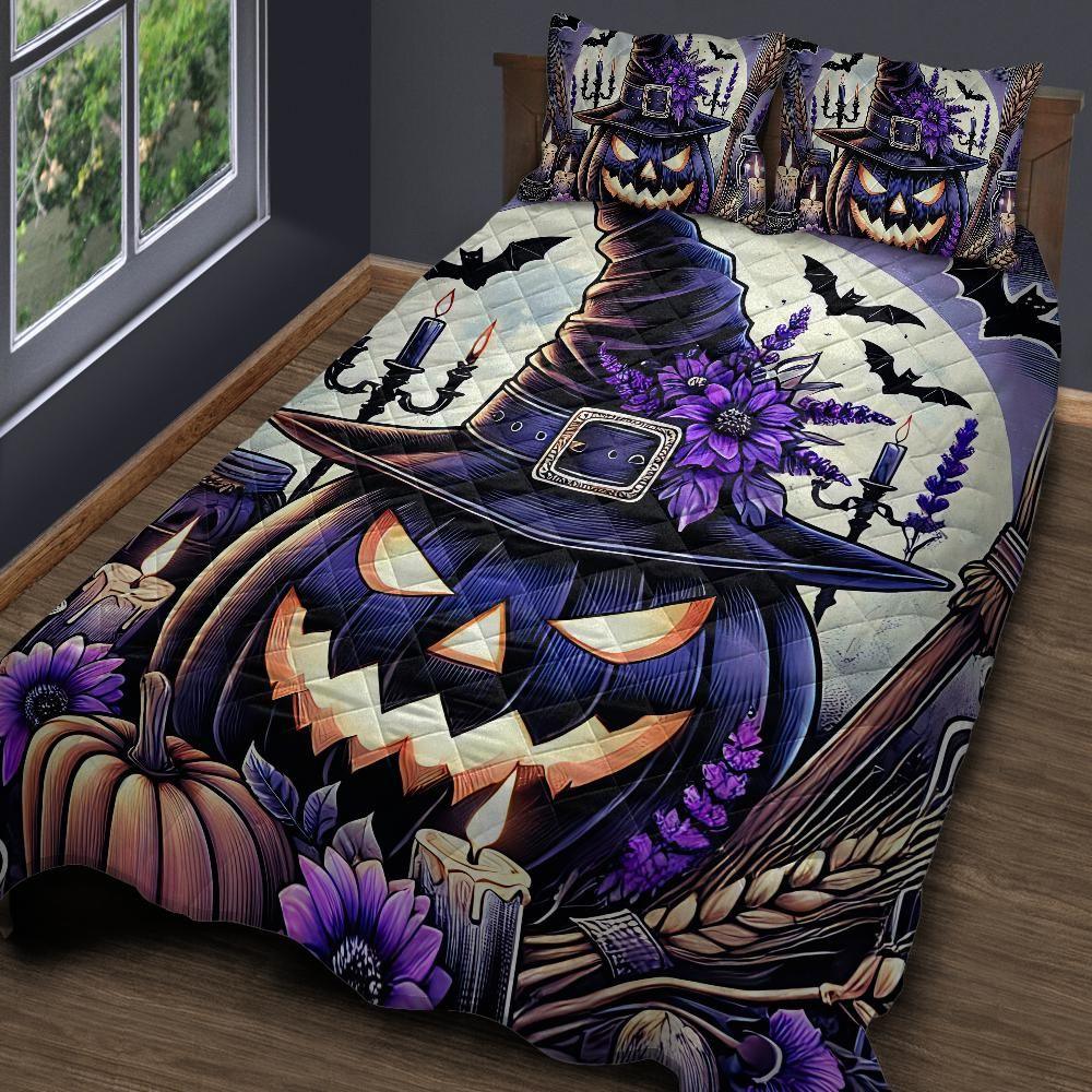 Personalized Halloween Pumpkin Witchy Quilt Bedding Set 3-Pc-1
