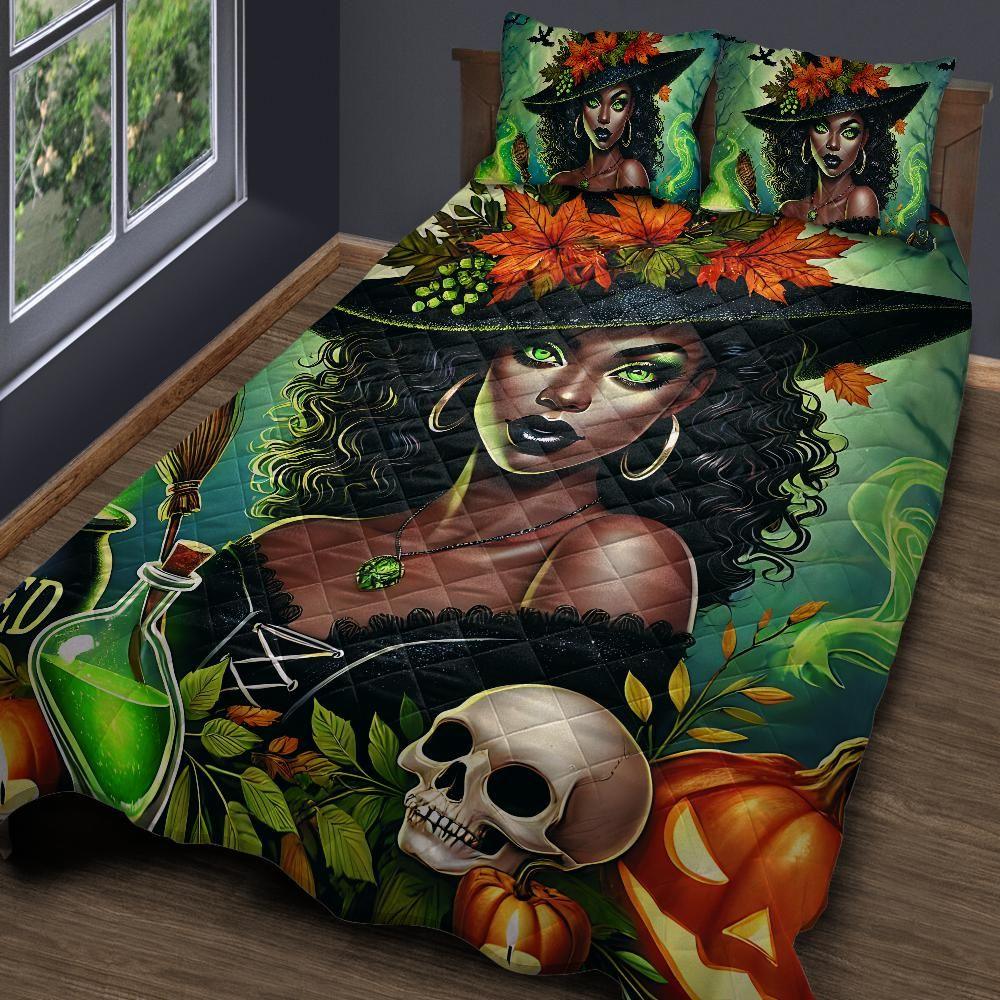 Personalized Halloween Wicked Witch Quilt Bedding Set 3-Pc for Witchy Home Decor Personalized Halloween Wicked Witch Quilt Bedding Set 3-Pc for Witchy Home Decor