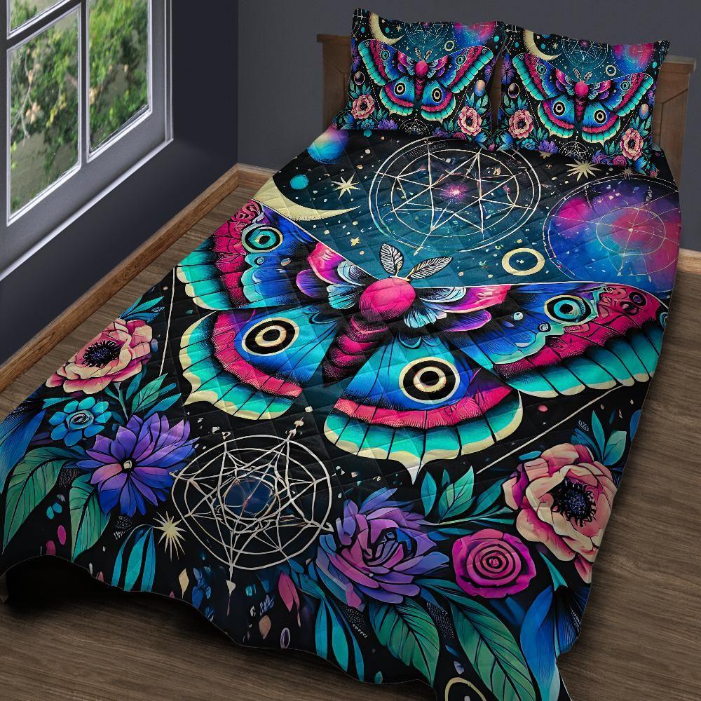Personalized Luna Moth Witchy Quilt Bedding Set 3-Pc Personalized Luna Moth Witchy Quilt Bedding Set 3-Pc