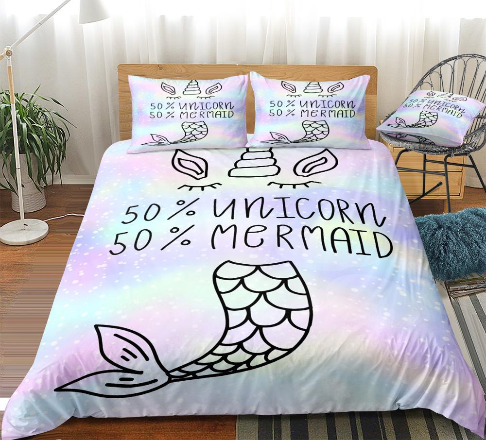 Personalized Mermaid Unicorn Bedding Set Duvet Cover Bedding Set Personalized Mermaid Unicorn Bedding Set Duvet Cover Bedding Set