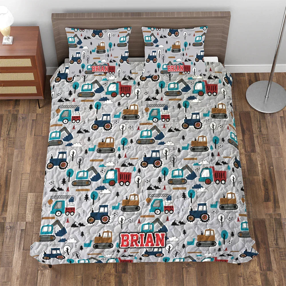 Personalized Mod Trucks 3-Piece Quilt Bedding Set With Pillowcases Personalized Mod Trucks 3-Piece Quilt Bedding Set With Pillowcases