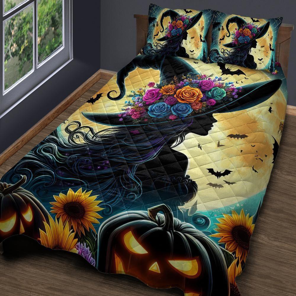 Personalized Moonlit Witch Gothic Quilt Bedding Set 3-Pc for Halloween Personalized Moonlit Witch Gothic Quilt Bedding Set 3-Pc for Halloween