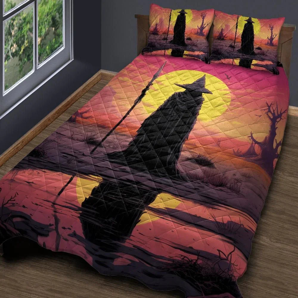 Personalized Moonlit Witch Gothic Quilt Bedding Set 3-Pc Personalized Moonlit Witch Gothic Quilt Bedding Set 3-Pc