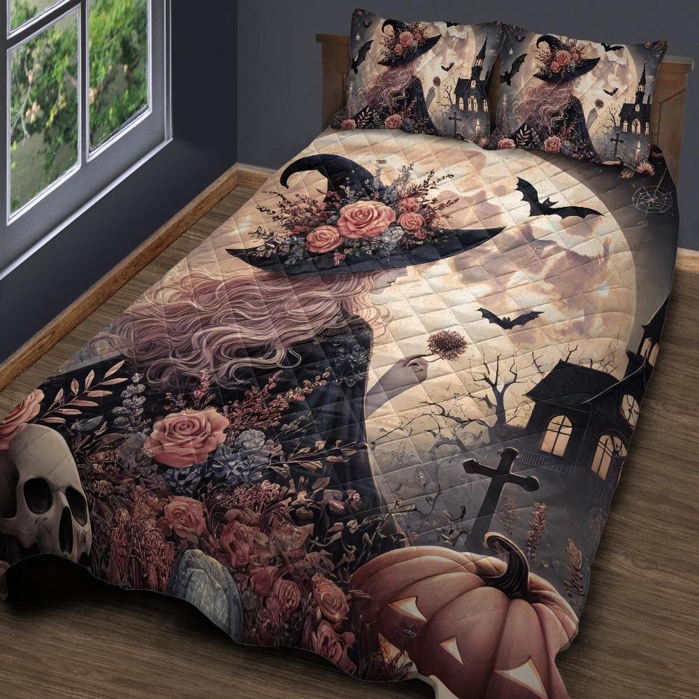 Personalized Mystic Witch Gothic Quilt Bedding Set 3-Pc for Halloween Personalized Mystic Witch Gothic Quilt Bedding Set 3-Pc for Halloween