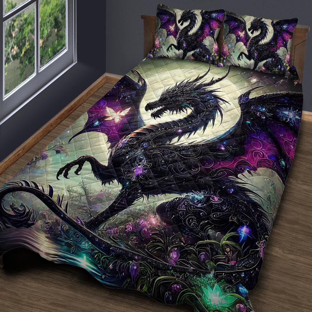 Personalized Mystical Dragon Quilt Bedding Set 3-Pc for Dragon Lovers Personalized Mystical Dragon Quilt Bedding Set 3-Pc for Dragon Lovers