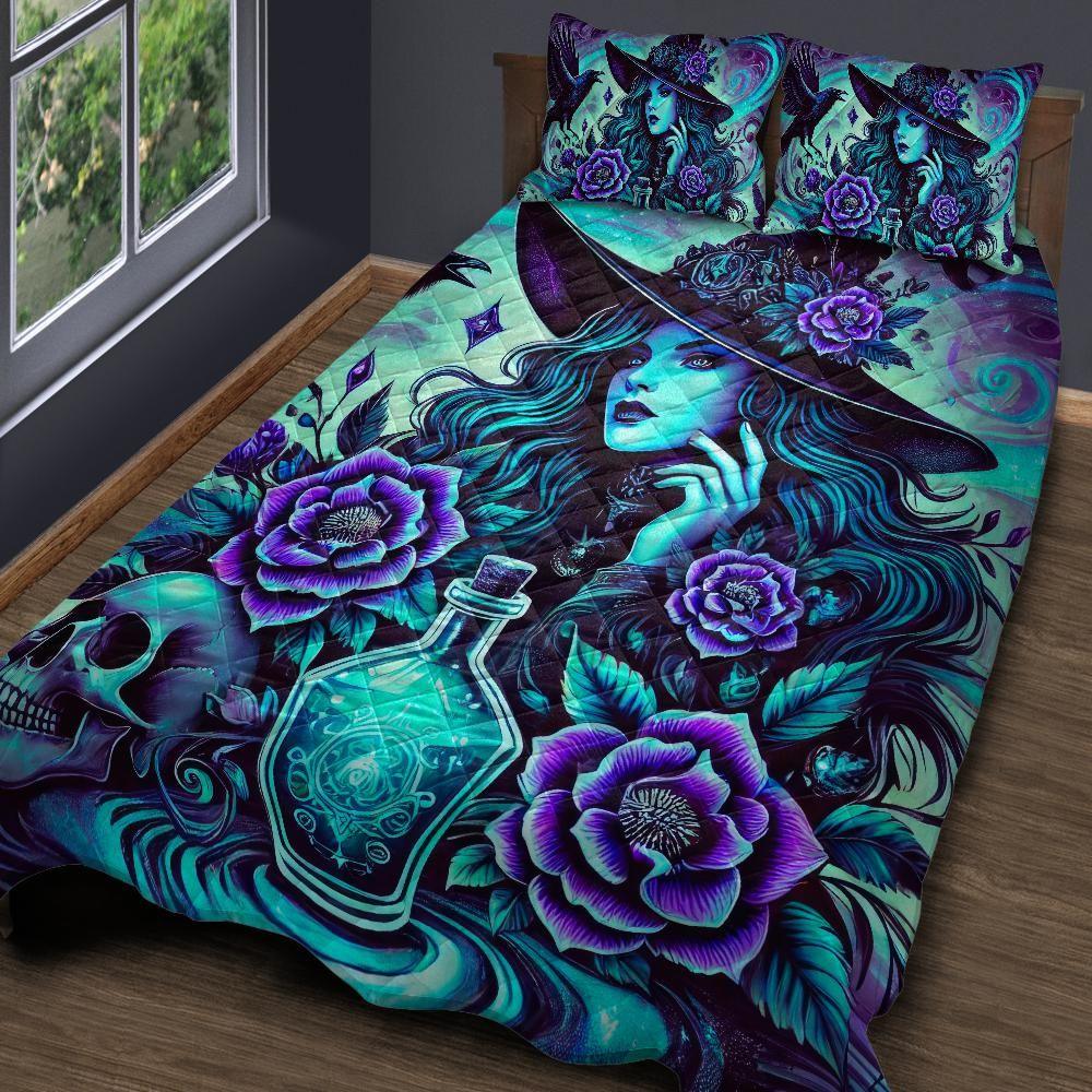 Personalized Occult Witch Quilt Bedding Set 3-Pc for Gothic Home Decor Personalized Occult Witch Quilt Bedding Set 3-Pc for Gothic Home Decor