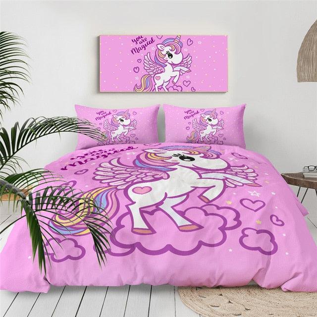 Personalized Pink Cartoon Unicorn Bedding Set Duvet Cover Bedding Set Personalized Pink Cartoon Unicorn Bedding Set Duvet Cover Bedding Set