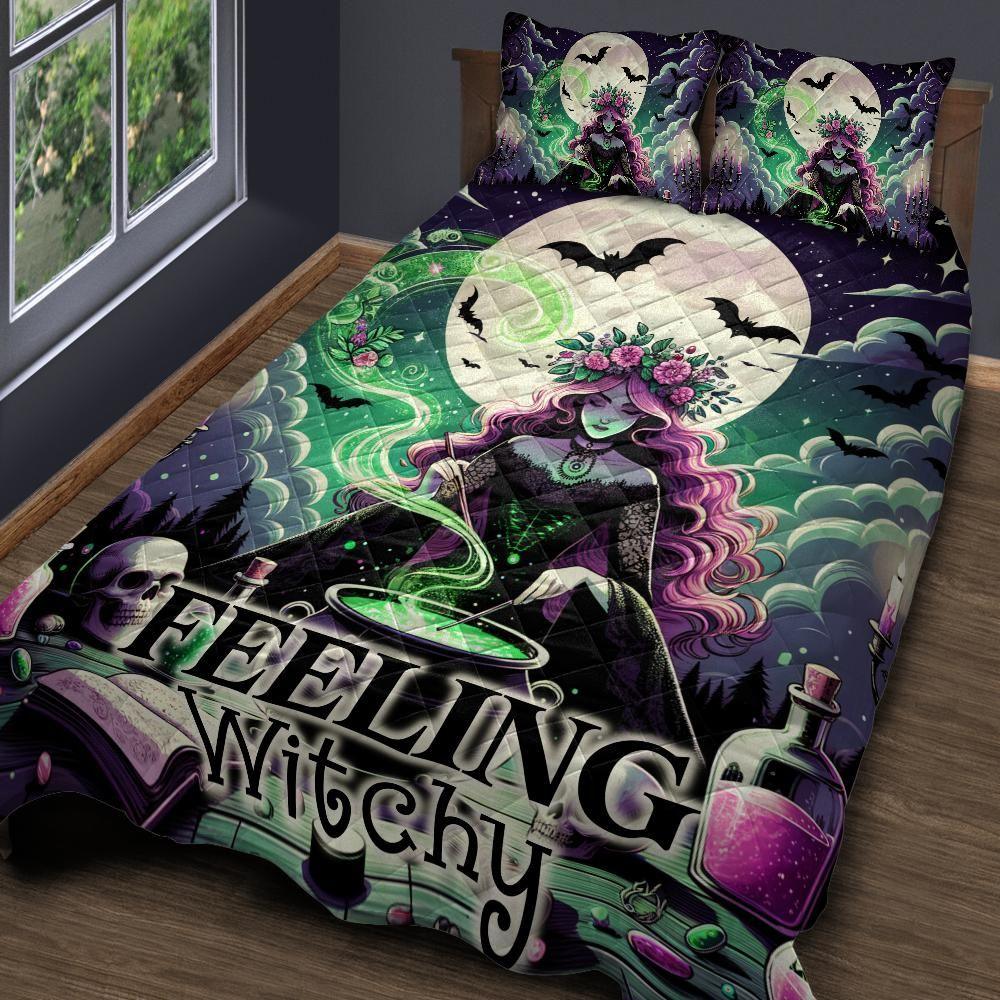 Personalized Potion Witch Halloween Quilt Bedding Set 3-Pc for Witchy Home Decor Personalized Potion Witch Halloween Quilt Bedding Set 3-Pc for Witchy Home Decor