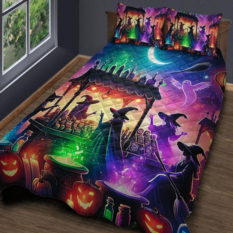 Personalized Potion Witches Quilt Bedding Set 3-Pc Personalized Potion Witches Quilt Bedding Set 3-Pc