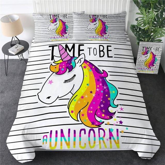 Personalized Rainbow Stripes Unicorn Bedding Sets Duvet Cover Bedding Set Personalized Rainbow Stripes Unicorn Bedding Sets Duvet Cover Bedding Set