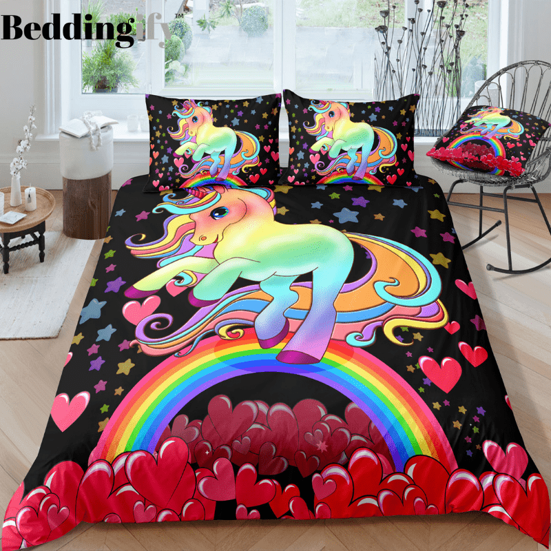 Personalized Red Heart Unicorn Bedding Set Duvet Cover Bedding Set Personalized Red Heart Unicorn Bedding Set Duvet Cover Bedding Set