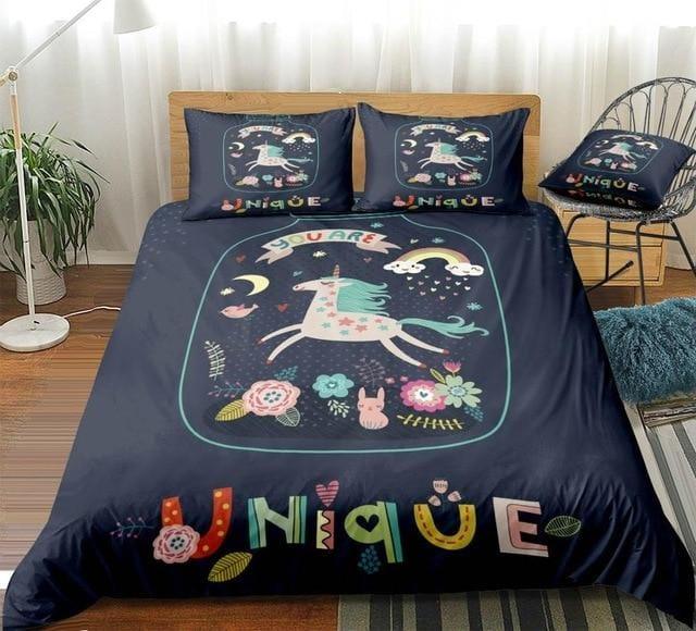 Personalized Running Unicorn Bedding Set Duvet Cover Bedding Set-1 Personalized Running Unicorn Bedding Set Duvet Cover Bedding Set-1