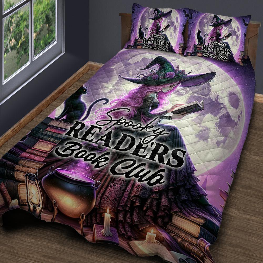 Personalized Spooky Readers Witchy Quilt Bedding Set 3-Pc Personalized Spooky Readers Witchy Quilt Bedding Set 3-Pc