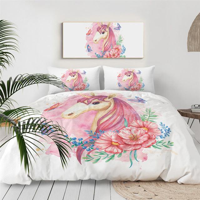 Personalized Unicorn Floral Girly Bedding Set Duvet Cover Bedding Set Personalized Unicorn Floral Girly Bedding Set Duvet Cover Bedding Set