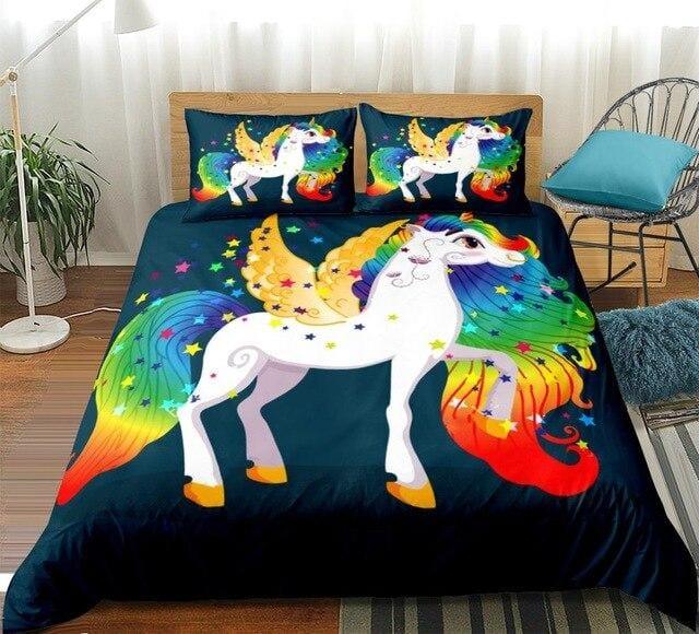 Personalized Unicorn with Golden Wings Bedding Set Duvet Cover Bedding Set Personalized Unicorn with Golden Wings Bedding Set Duvet Cover Bedding Set