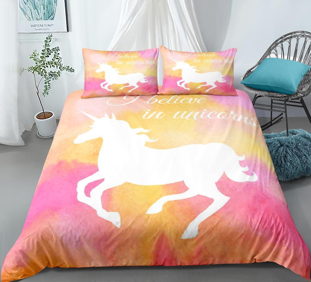 Personalized White Unicorn Colorful Bedding Set Duvet Cover Bedding Set Personalized White Unicorn Colorful Bedding Set Duvet Cover Bedding Set