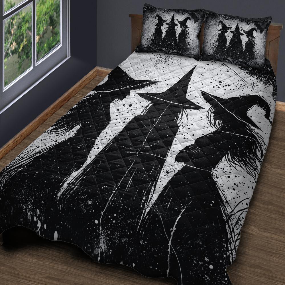 Personalized Witch Sisters Gothic Quilt Bedding Set 3-Pc Personalized Witch Sisters Gothic Quilt Bedding Set 3-Pc