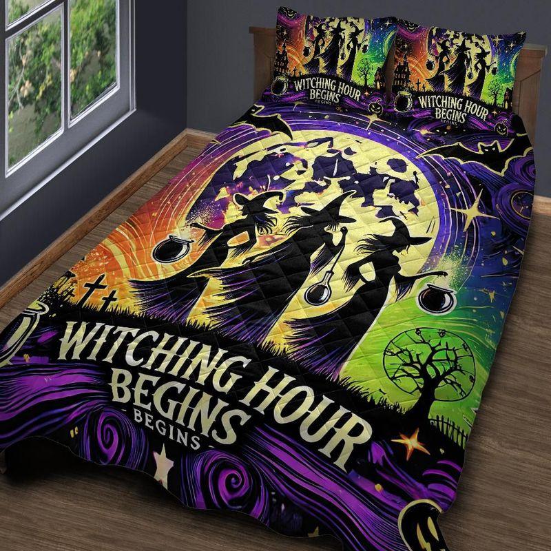 Personalized Witching Hour Halloween Quilt Bedding Set 3-Pc Personalized Witching Hour Halloween Quilt Bedding Set 3-Pc