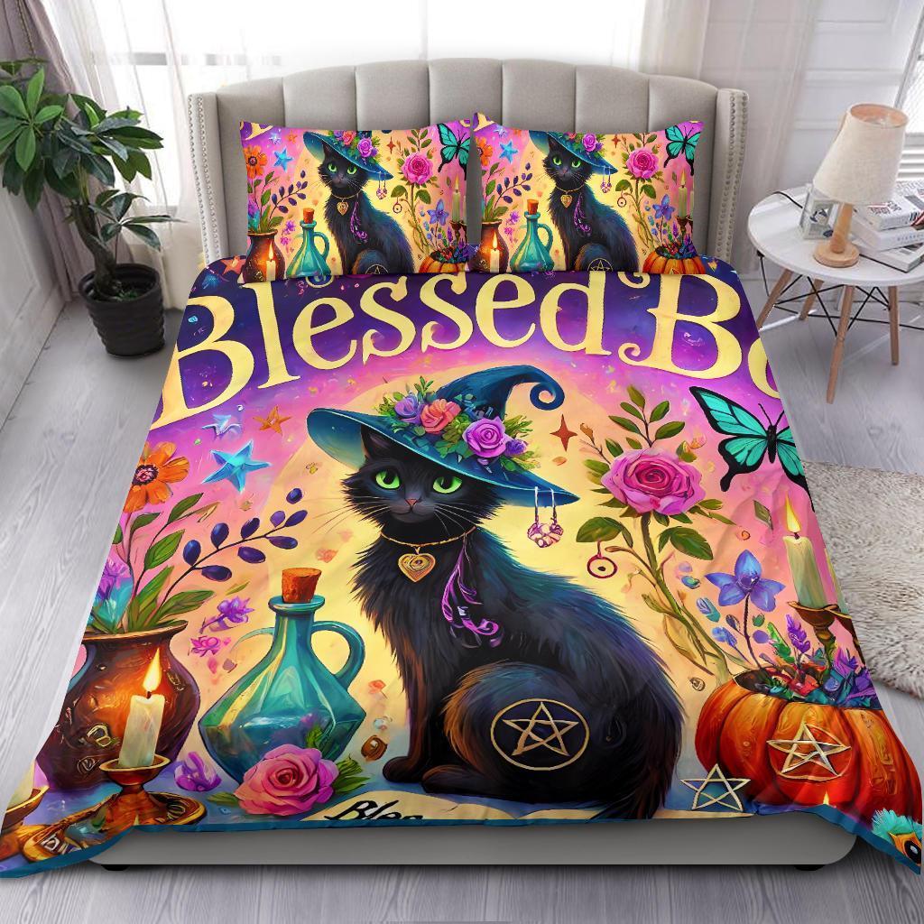 Personalized Witchy Black cat Duvet Cover Bedding Set 3-pc Witch Home Decor Personalized Witchy Black cat Duvet Cover Bedding Set 3-pc Witch Home Decor