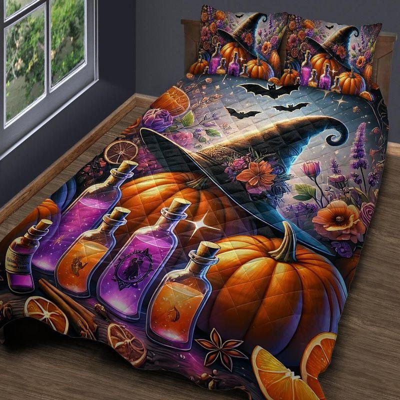 Personalized Witchy Pumpkin Quilt Bedding Set 3-Pc for Halloween Personalized Witchy Pumpkin Quilt Bedding Set 3-Pc for Halloween