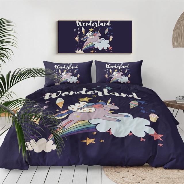 Personalized Wonderland Unicorn Bedding Set Duvet Cover Bedding Set Personalized Wonderland Unicorn Bedding Set Duvet Cover Bedding Set